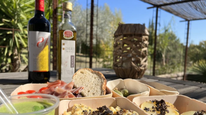 Casse-croute huile d'olive, balade oliveraie